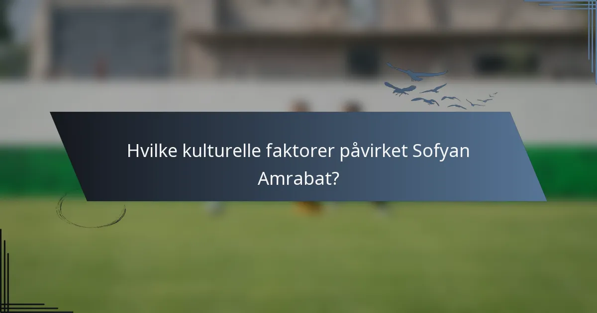 Hvilke kulturelle faktorer påvirket Sofyan Amrabat?